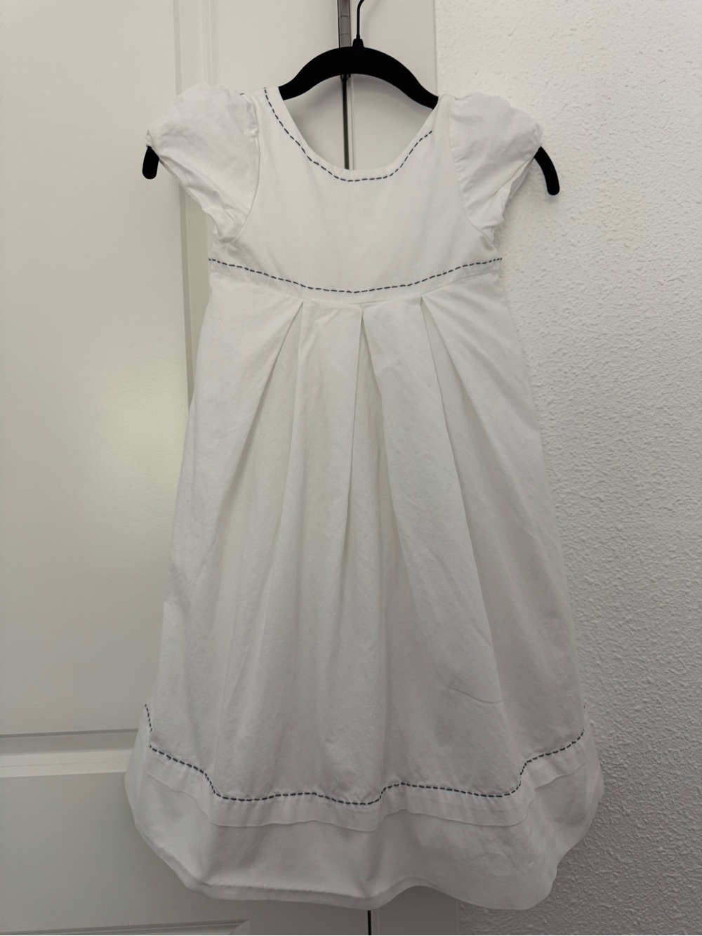 Jacadi White Girls' Cap Sleeve Dress 8A